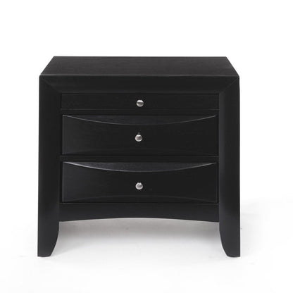 25" Dark Brown Solid Wood Three Drawer Nightstand HomeRoots