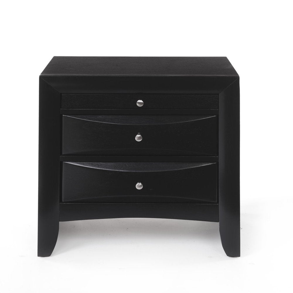 25" Dark Brown Solid Wood Three Drawer Nightstand HomeRoots