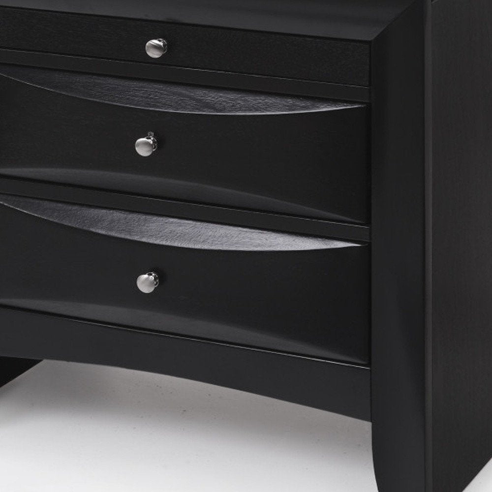 25" Dark Brown Solid Wood Three Drawer Nightstand HomeRoots