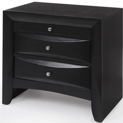 25" Dark Brown Solid Wood Three Drawer Nightstand HomeRoots