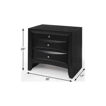 25" Dark Brown Solid Wood Three Drawer Nightstand HomeRoots