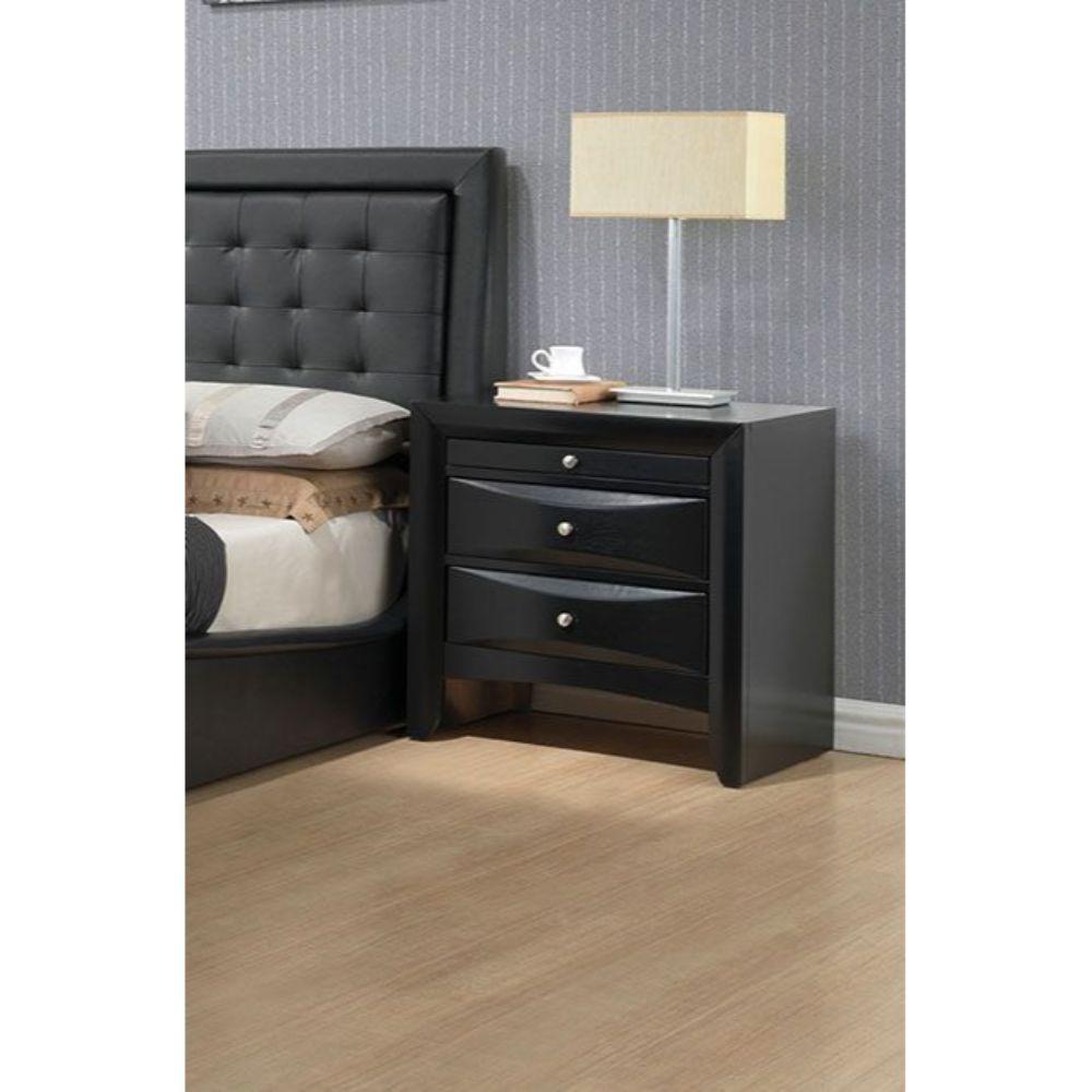 25" Dark Brown Three Drawer Nightstand - FurniFindUSA