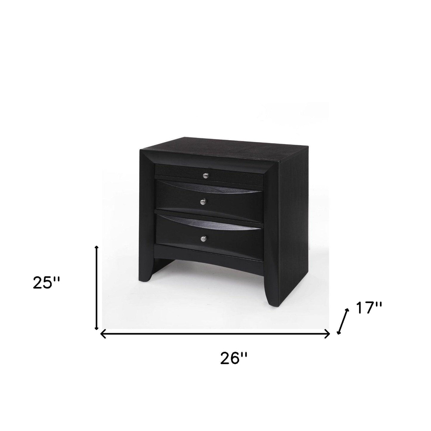 25" Dark Brown Three Drawer Nightstand - FurniFindUSA