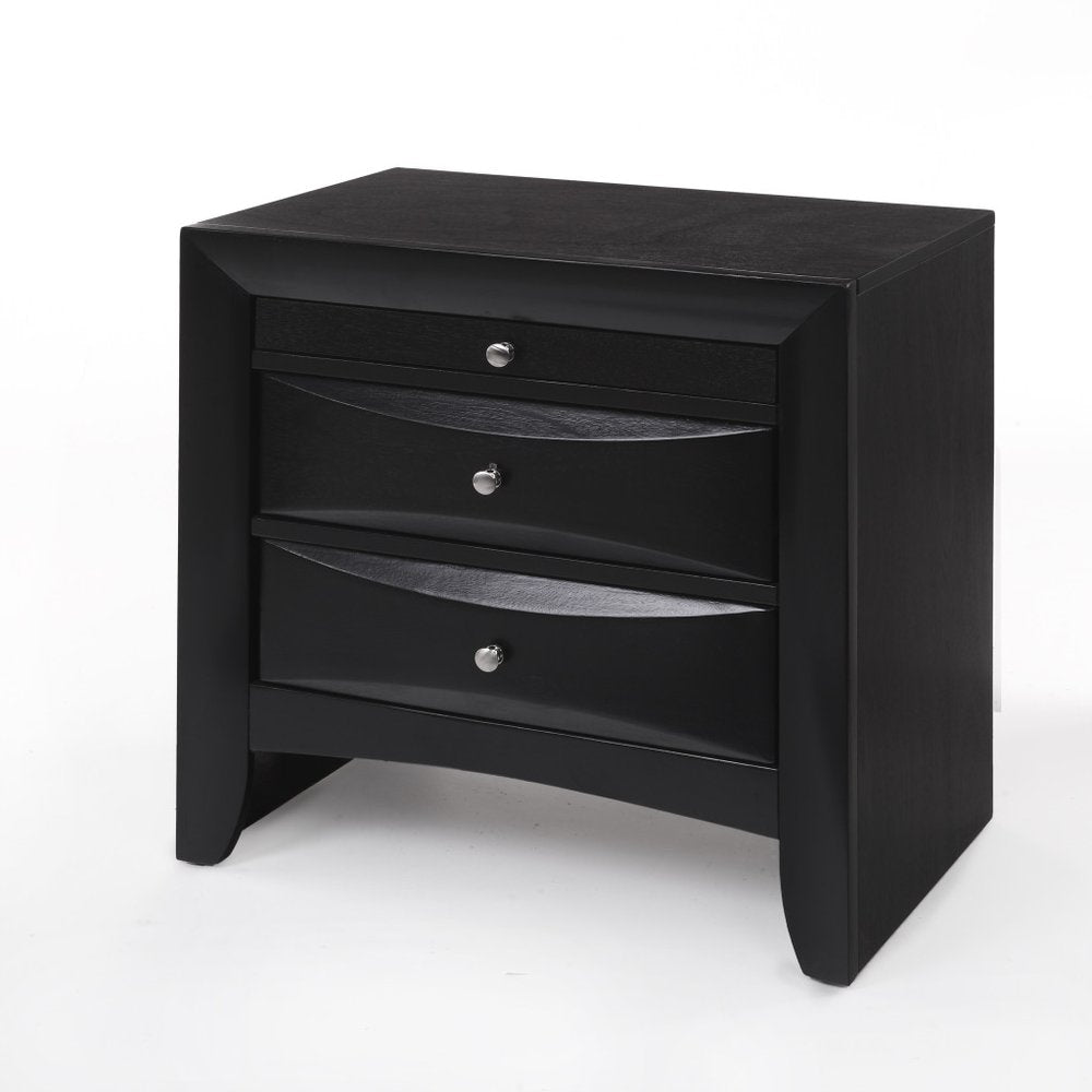 25" Dark Brown Solid Wood Three Drawer Nightstand HomeRoots