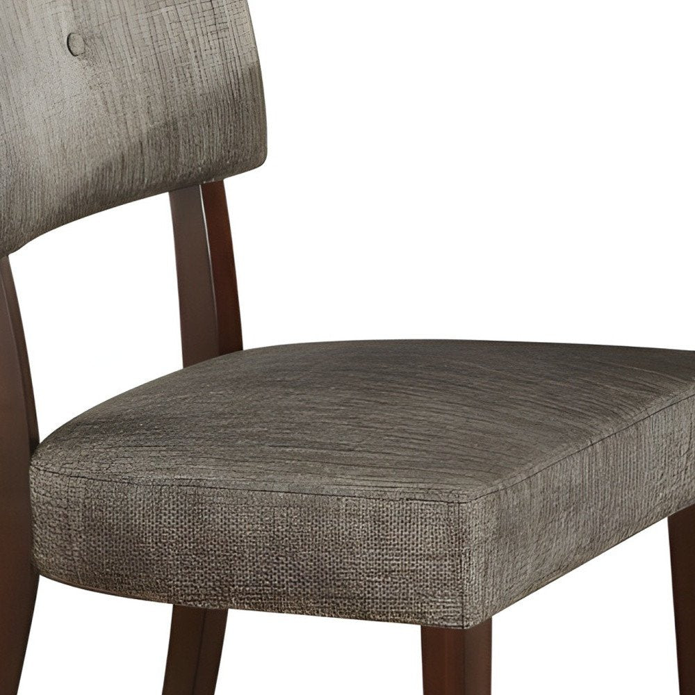 Set of Two Tufted Gray And Brown Upholstered Fabric Open Back Dining Side Chairs HomeRoots