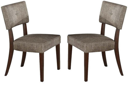 Set of Two Tufted Gray And Brown Upholstered Fabric Open Back Dining Side Chairs HomeRoots