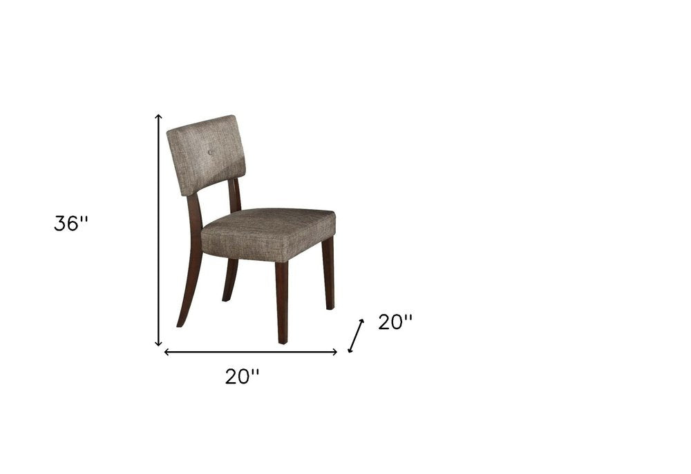 Set of Two Tufted Gray And Brown Upholstered Fabric Open Back Dining Side Chairs HomeRoots