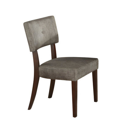 Set of Two Tufted Gray And Brown Upholstered Fabric Open Back Dining Side Chairs HomeRoots