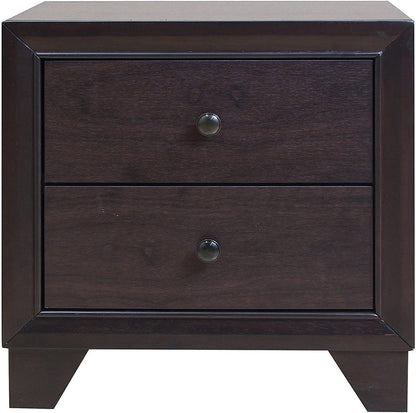 22" Espresso Two Drawers Solid Wood Nightstand HomeRoots