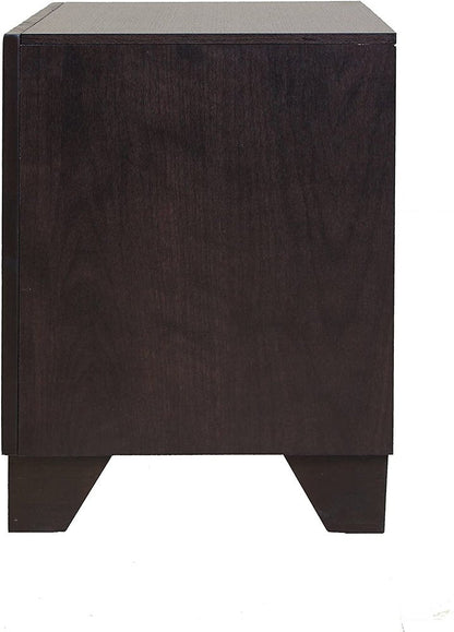 22" Espresso Two Drawers Solid Wood Nightstand HomeRoots