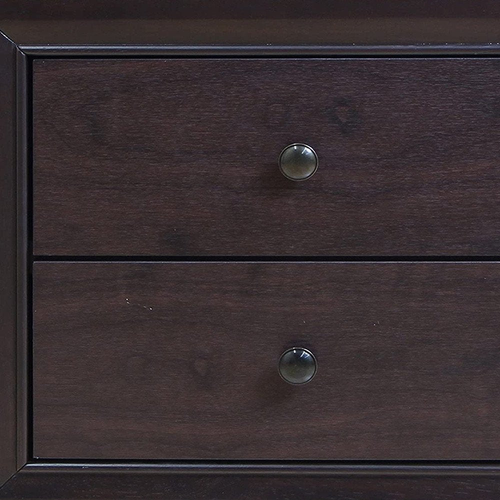 22" Espresso Two Drawers Solid Wood Nightstand HomeRoots