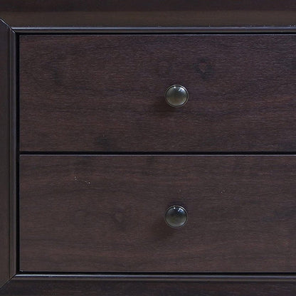 22" Espresso Two Drawers Solid Wood Nightstand HomeRoots