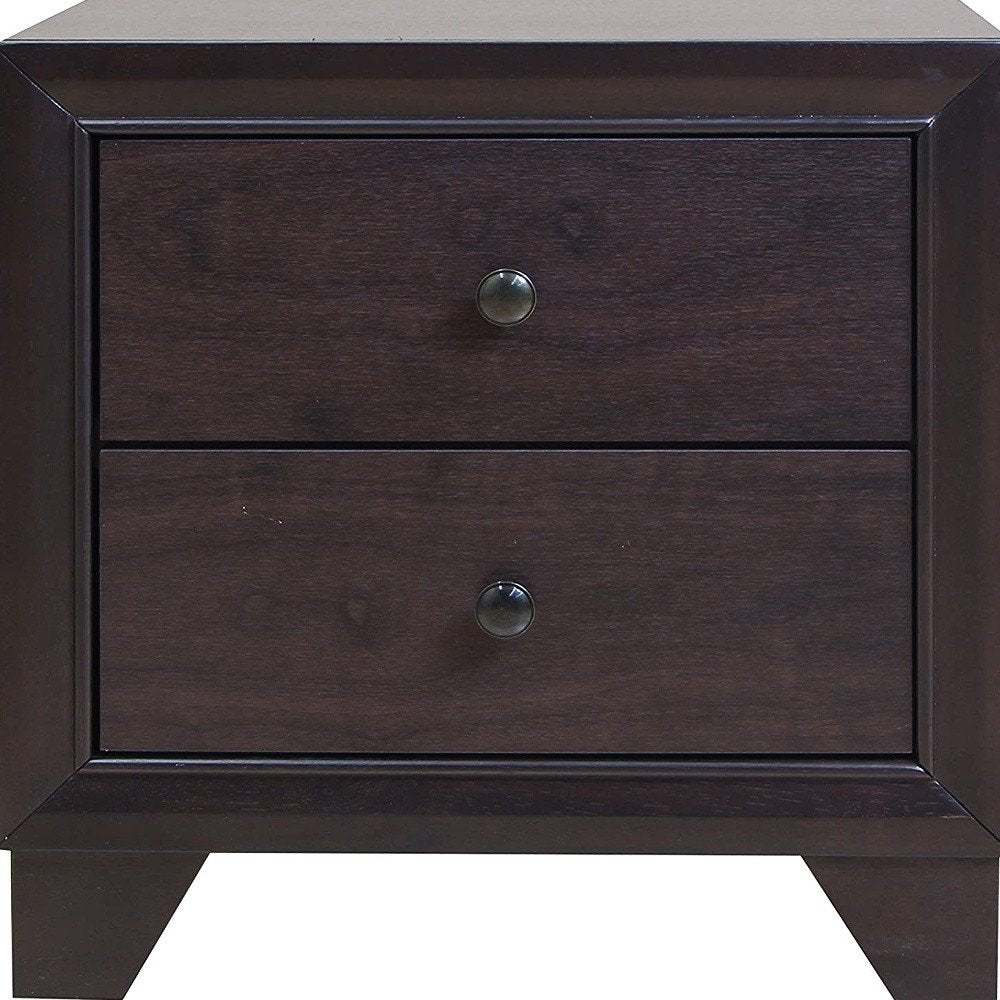 22" Espresso Two Drawers Solid Wood Nightstand HomeRoots