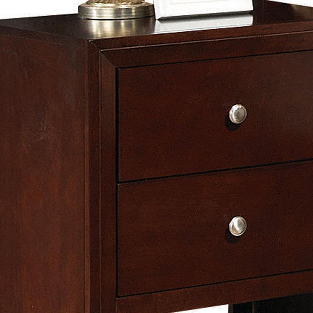 24" Brown Two Drawers Nightstand - FurniFindUSA