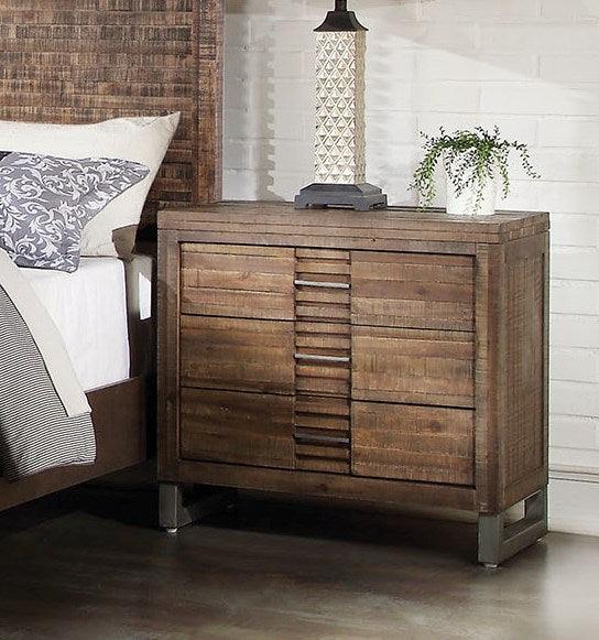 28" Brown 6 Metal Nightstand - FurniFindUSA