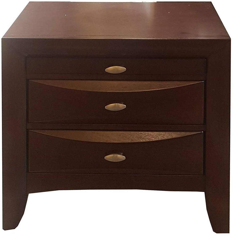 25" Espresso Three Drawers Solid Wood Nightstand HomeRoots