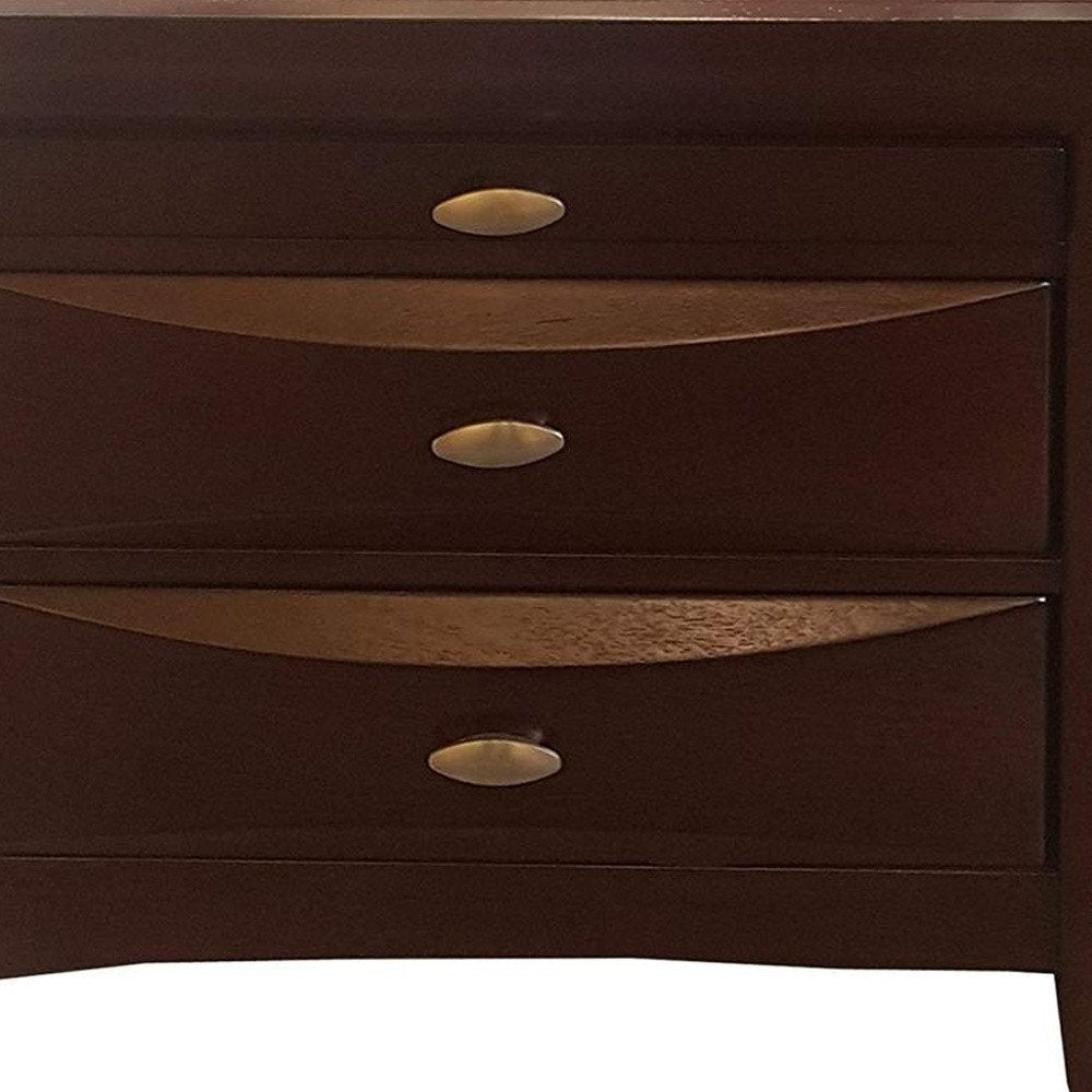 25" Espresso Three Drawers Solid Wood Nightstand HomeRoots