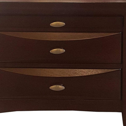 25" Espresso Three Drawers Solid Wood Nightstand HomeRoots