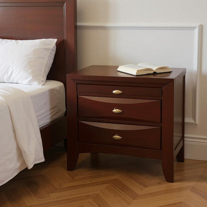 25" Espresso Three Drawers Solid Wood Nightstand HomeRoots