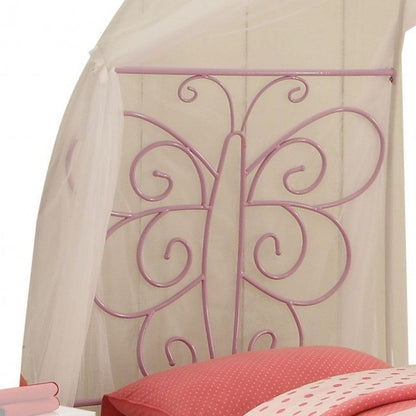 Twin Tufted Purple And White Bed - FurniFindUSA