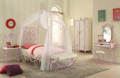 Twin Tufted Purple And White Bed - FurniFindUSA