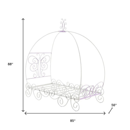 Purple and White Metal Canopy Bed Frame HomeRoots