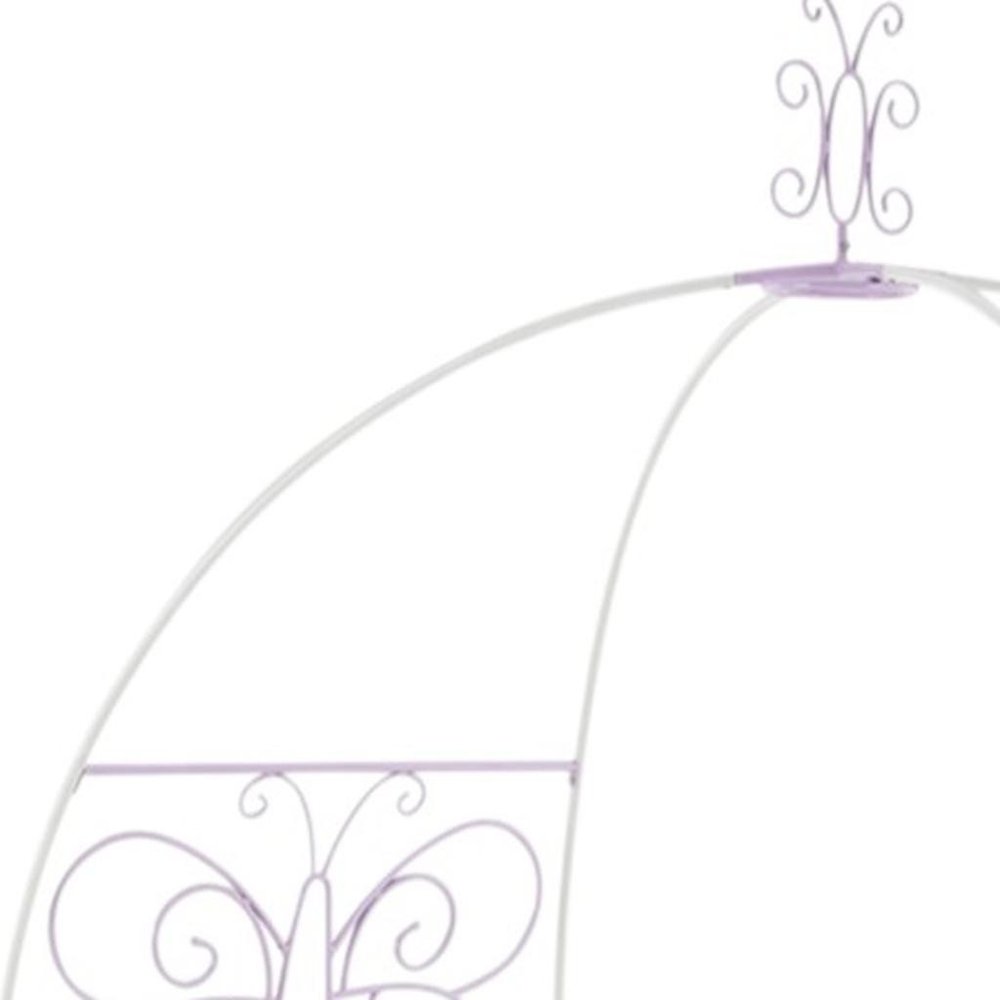 Purple and White Metal Canopy Bed Frame HomeRoots