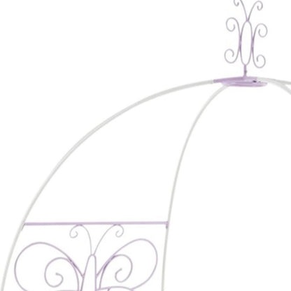 Purple and White Metal Canopy Bed Frame HomeRoots