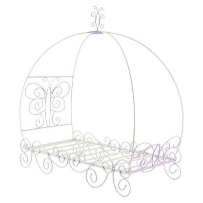 Purple and White Metal Canopy Bed Frame HomeRoots