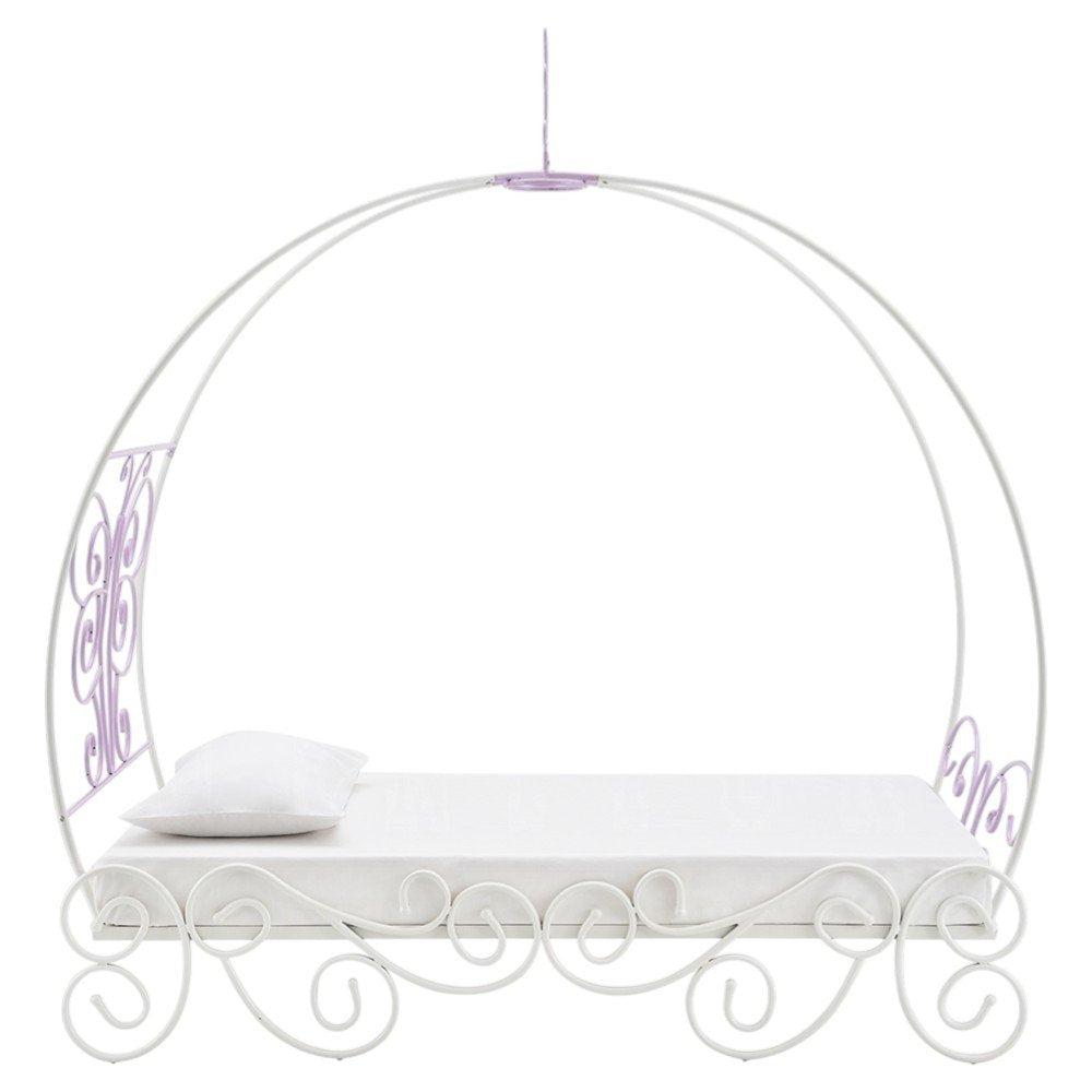 Purple and White Metal Canopy Bed Frame HomeRoots