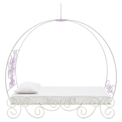 Purple and White Metal Canopy Bed Frame HomeRoots