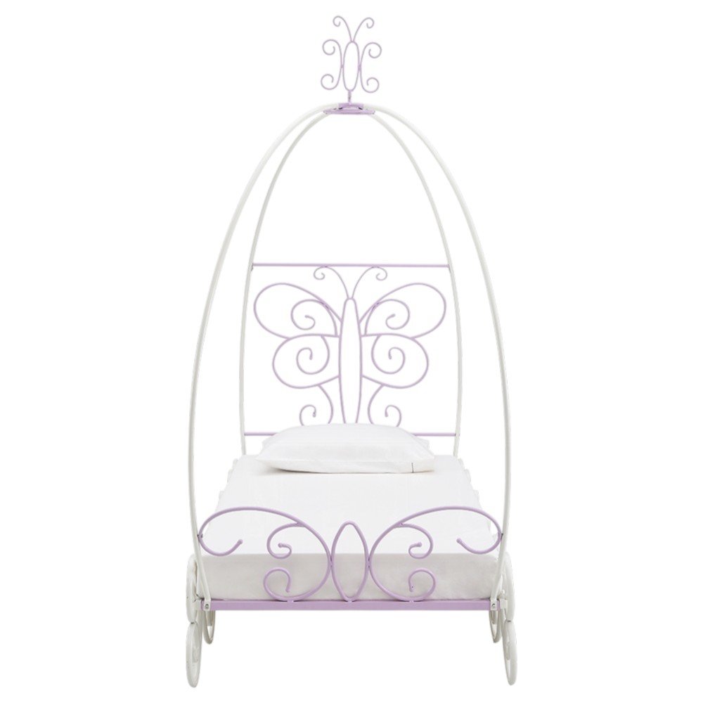 Purple and White Metal Canopy Bed Frame HomeRoots