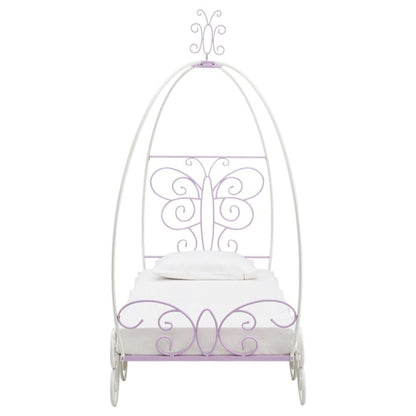 Purple and White Metal Canopy Bed Frame HomeRoots