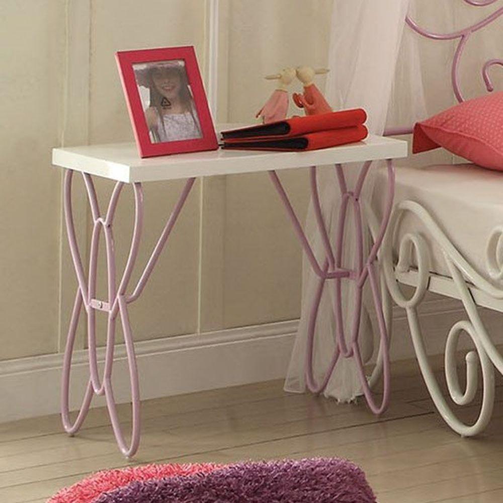 22" Lilac And White Rectangular Nightstand With Top - FurniFindUSA