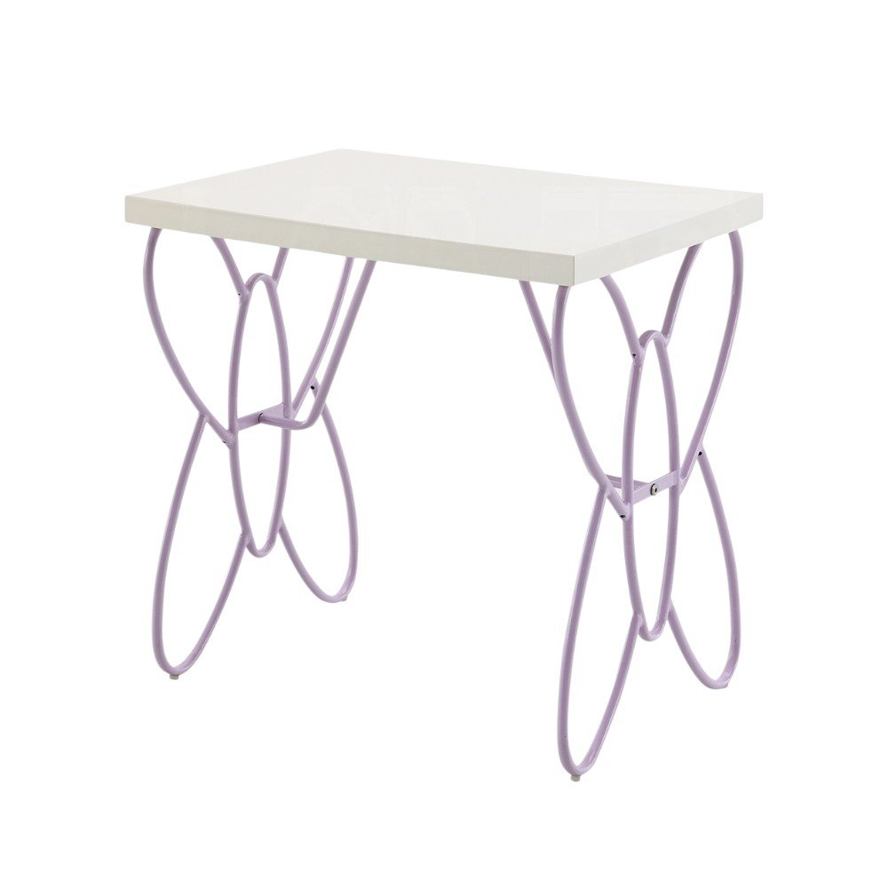 22" Lilac Steel and Wood Nightstand HomeRoots