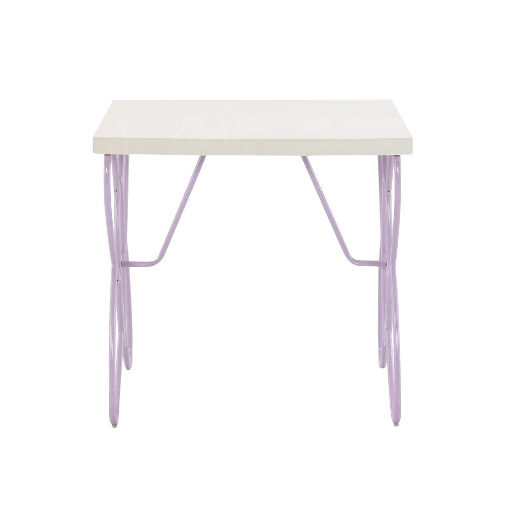 22" Lilac Steel and Wood Nightstand HomeRoots