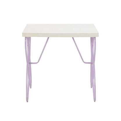 22" Lilac Steel and Wood Nightstand HomeRoots