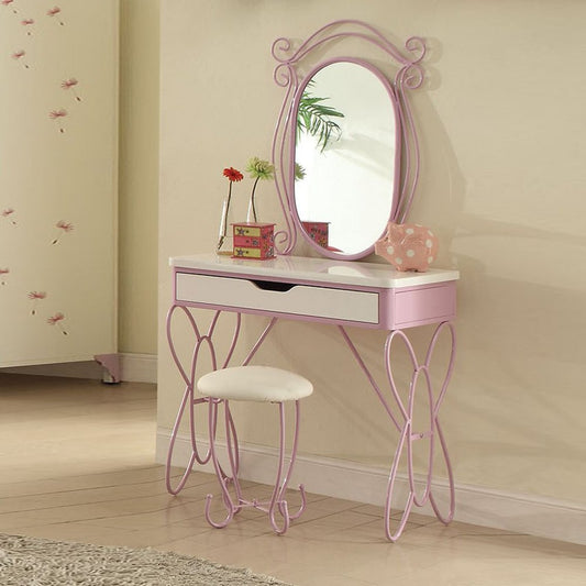 Lilac And White Butterfly Design Desk Vanity Dressing Table HomeRoots