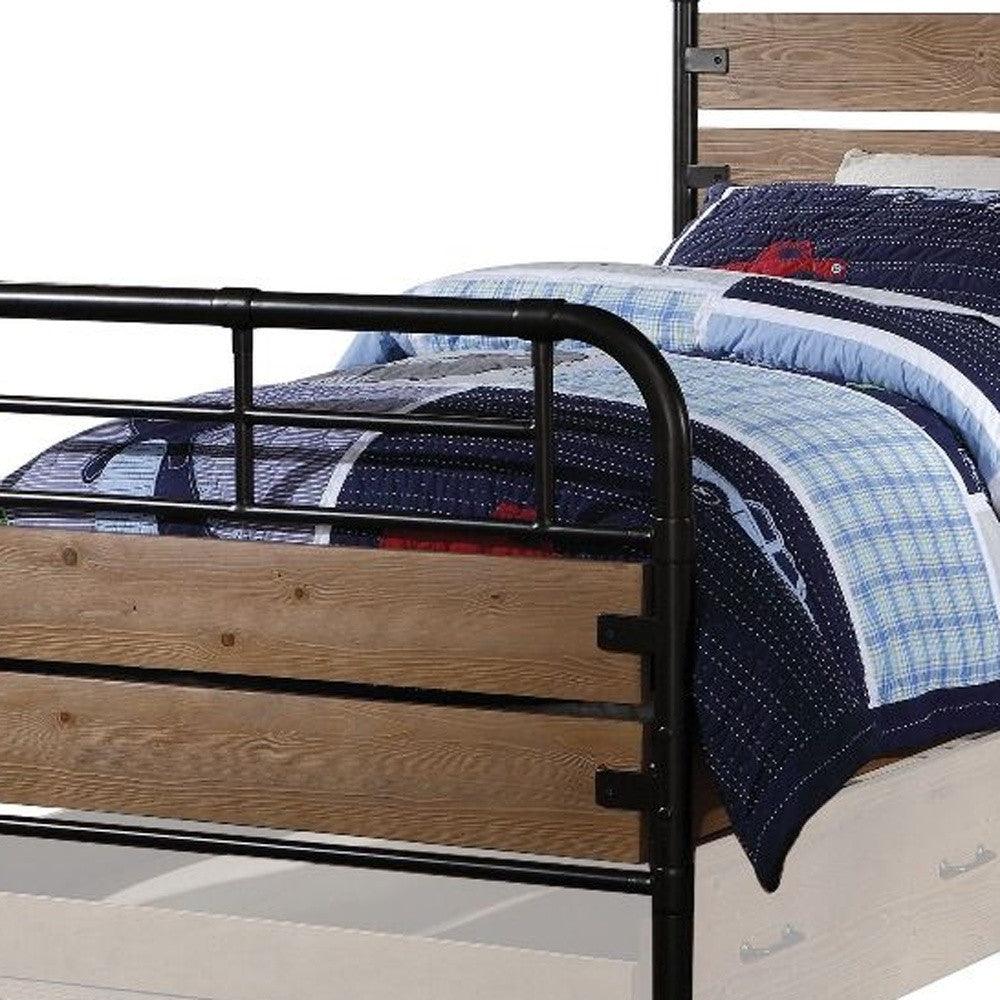 Steel Twin Brown and Black Bed - FurniFindUSA