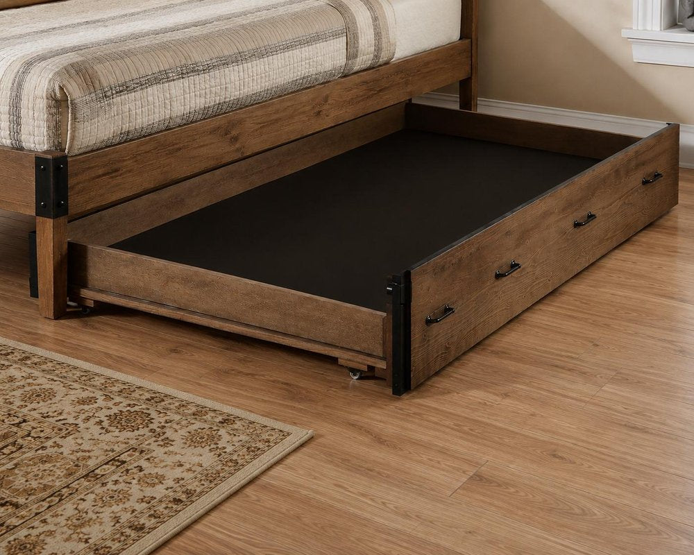 Brown and Black Solid Wood Twin Roll Out Trundle — view 9