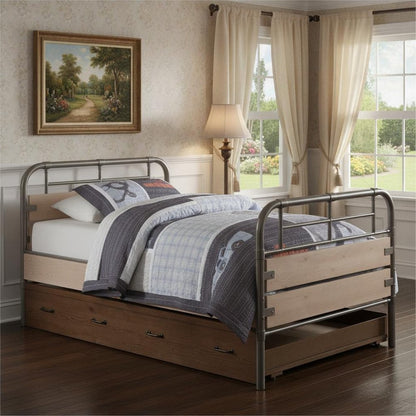 Brown and Black Solid Wood Twin Bed Frame HomeRoots