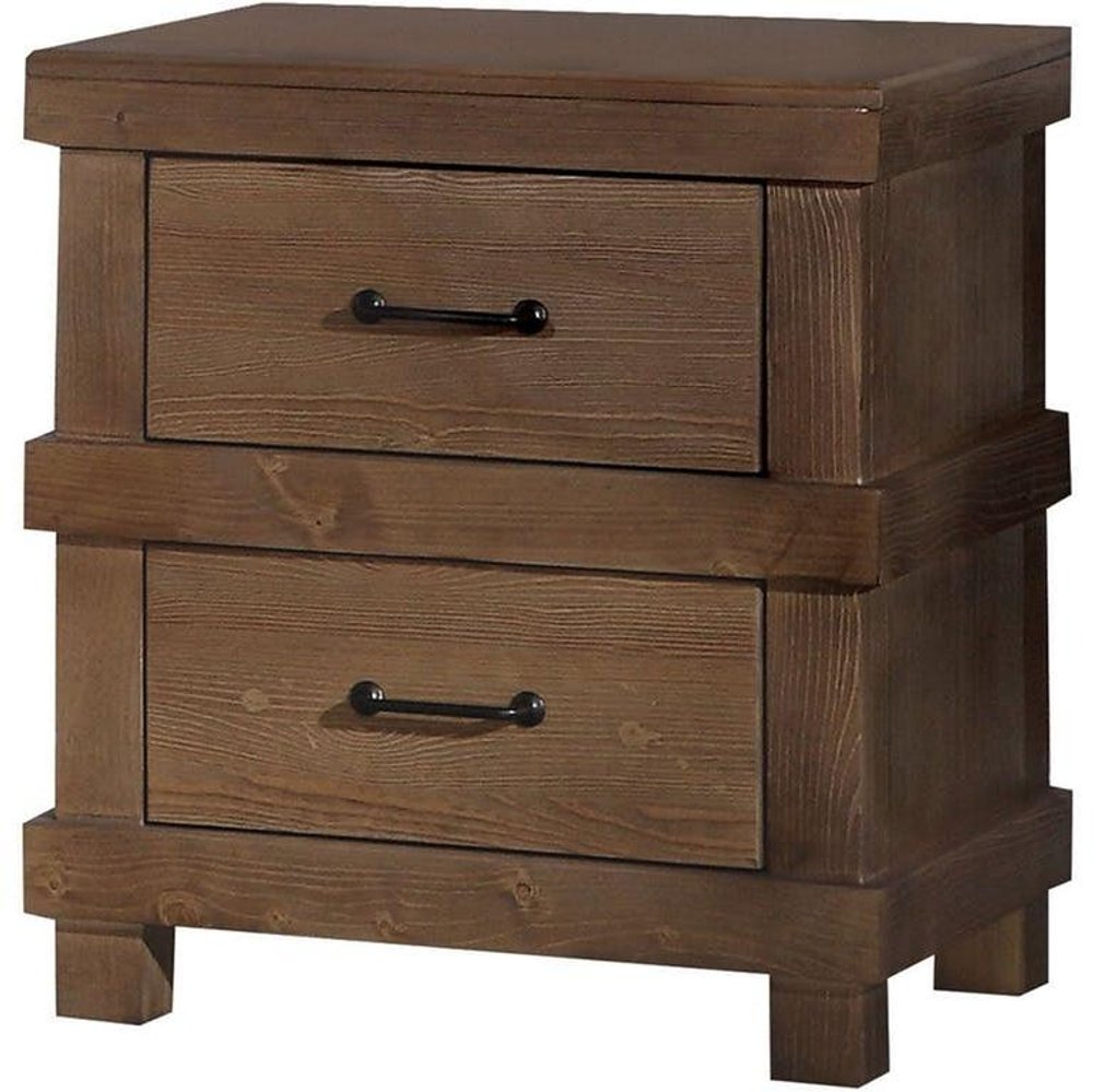 23" Brown Two Drawers Metal Nightstand HomeRoots