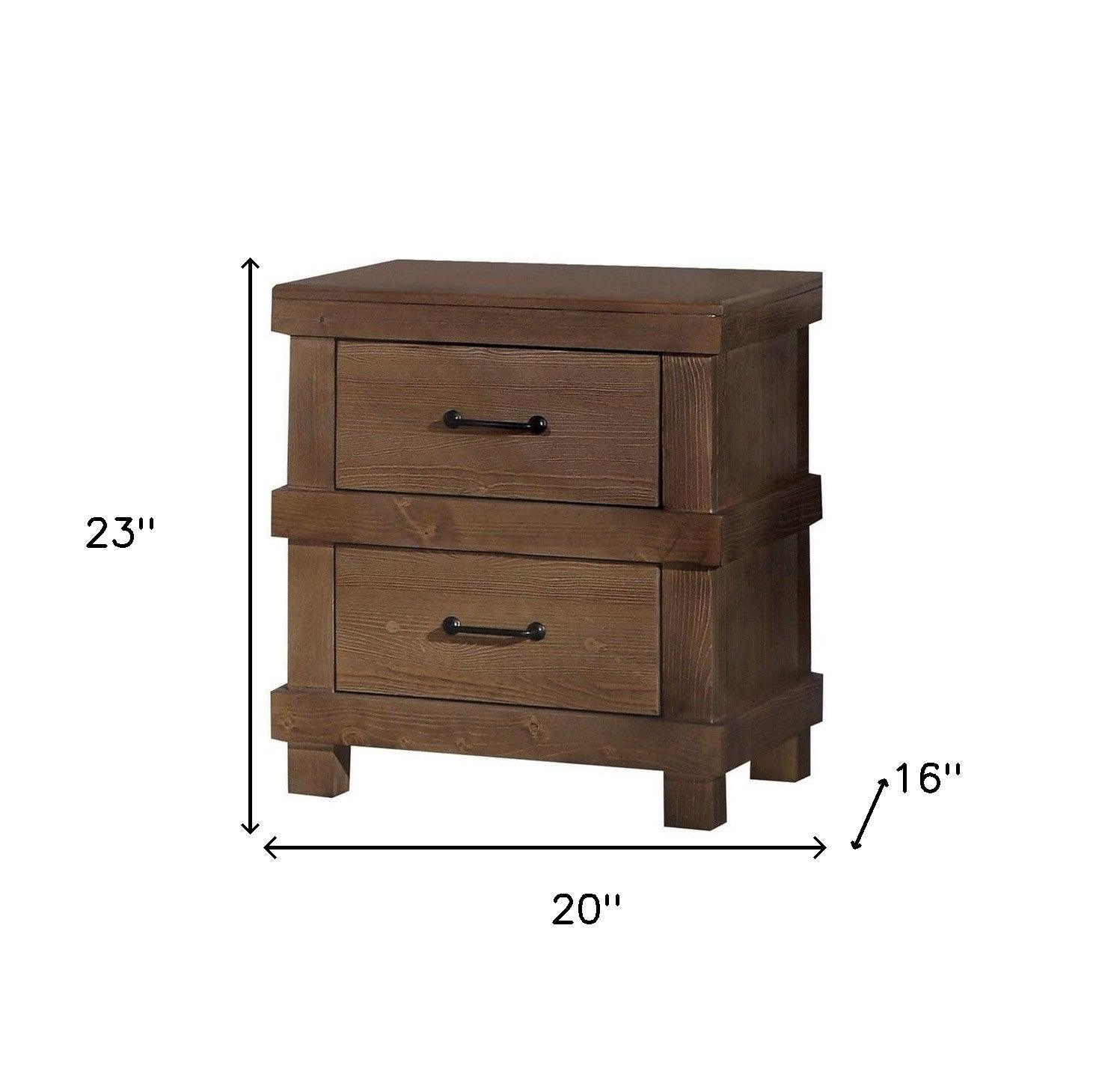 23" Brown Two Drawers Metal Nightstand - FurniFindUSA