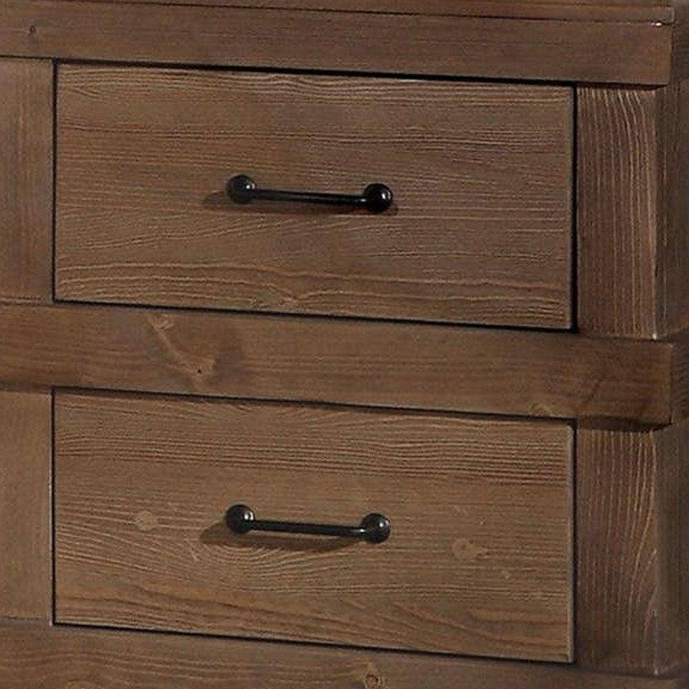 23" Brown Two Drawers Metal Nightstand HomeRoots
