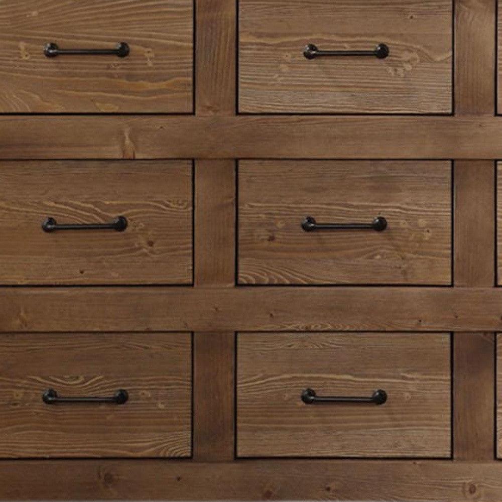 44" Brown Solid Wood Nine Drawer Triple Dresser - FurniFindUSA