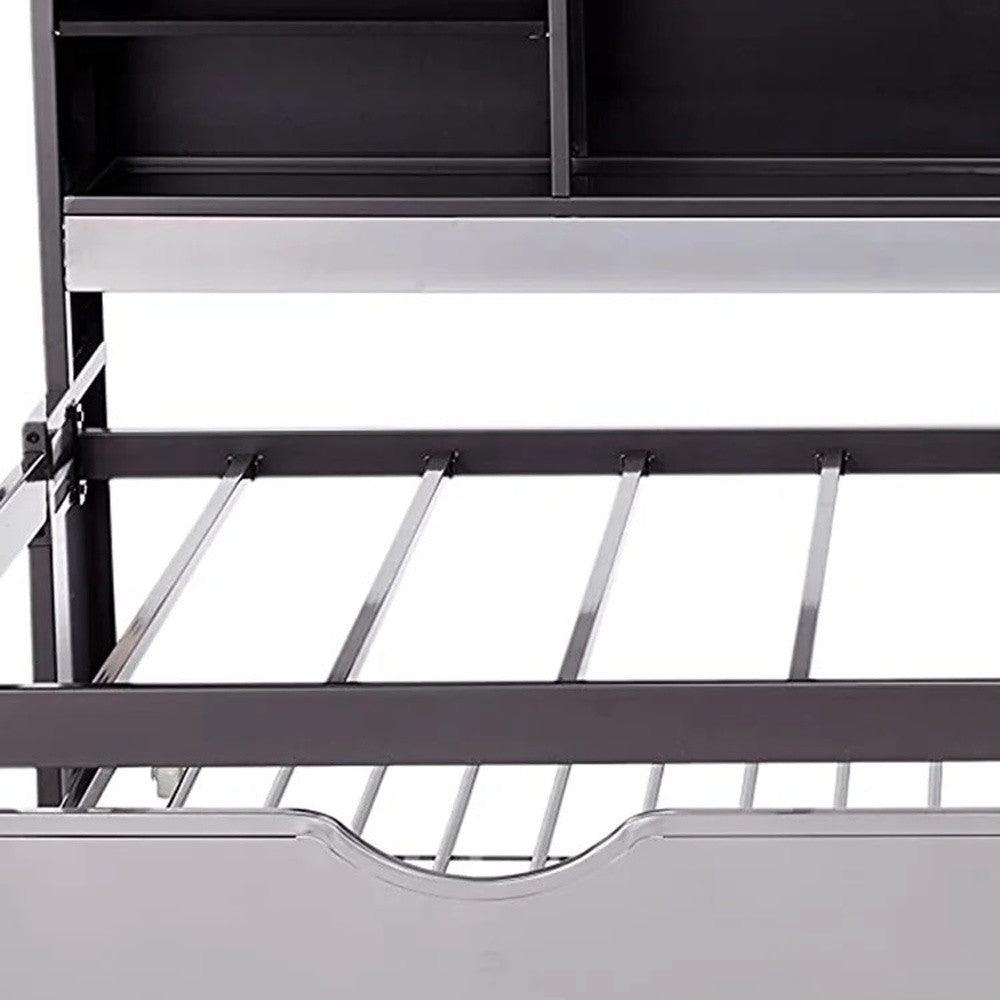 Steel Twin Black and Silver Bed With Trundle - FurniFindUSA