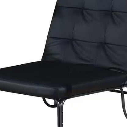 75" Black Faux Leather Tufted Convertible Chair HomeRoots