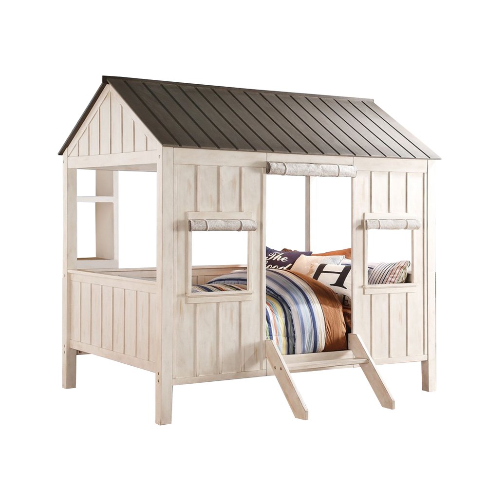 Pink and White Wood Full Bed Frame HomeRoots