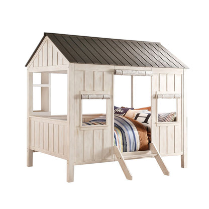 White Solid Wood Full House Bed HomeRoots