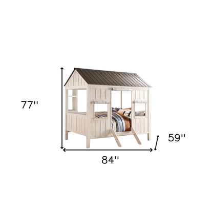 Pink and White Wood Full Bed Frame HomeRoots